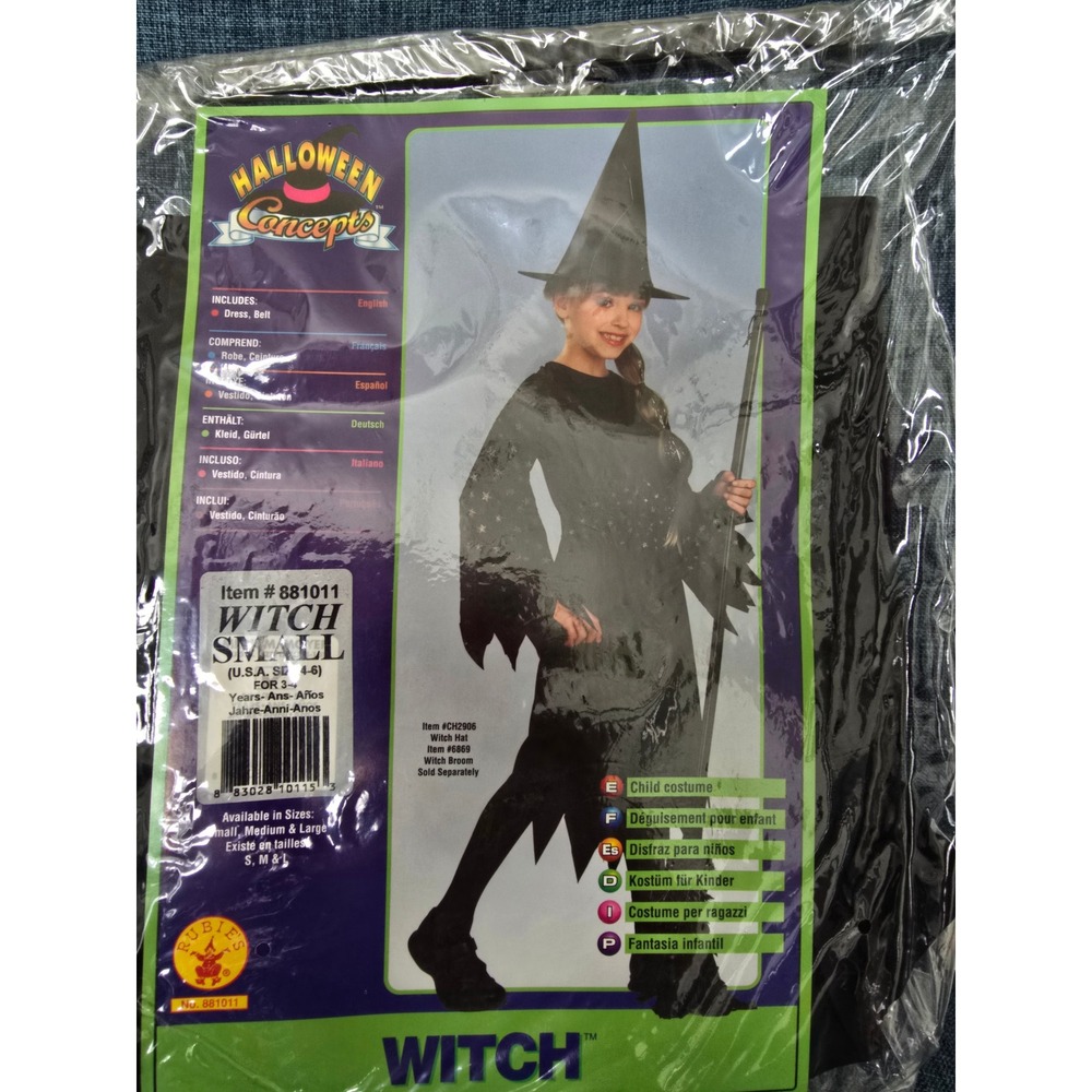 Rubies Halloween Concepts Witch Costume Kids Small 4-6 Black Dress Belt 881011 - Picture 1 of 4